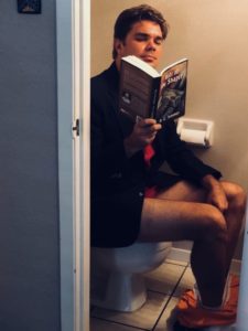 a man on a toilet
