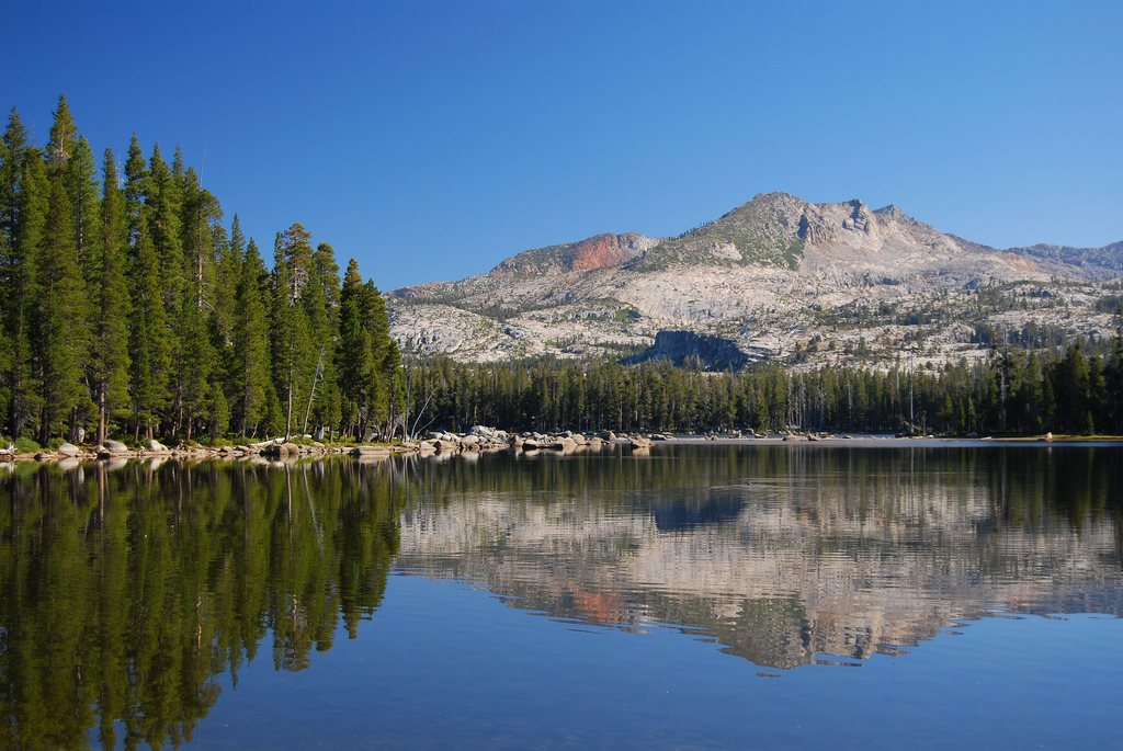 a pretty lake with a mountain